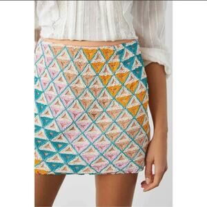 New WALTER BAKER Size 10 Hand Beaded Carrie Mini Skirt Multicolour Casual Skirt